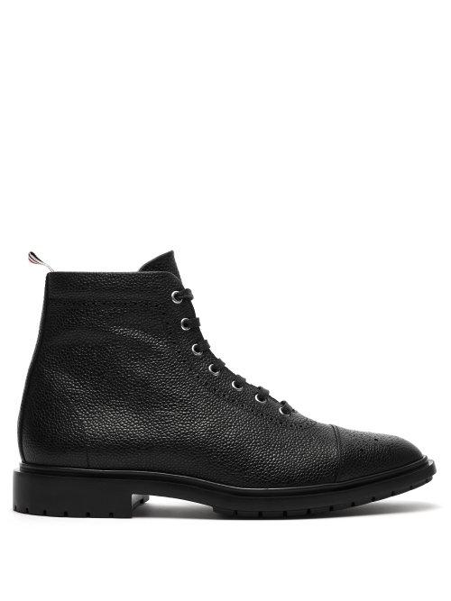 Matchesfashion.com Thom Browne - Brogue Detailed Leather Boots - Mens - Black