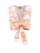 Ladies Beachwear Le Sirenuse, Positano - Sonia Tarocchi-print Cotton Cropped Top - Womens - Orange
