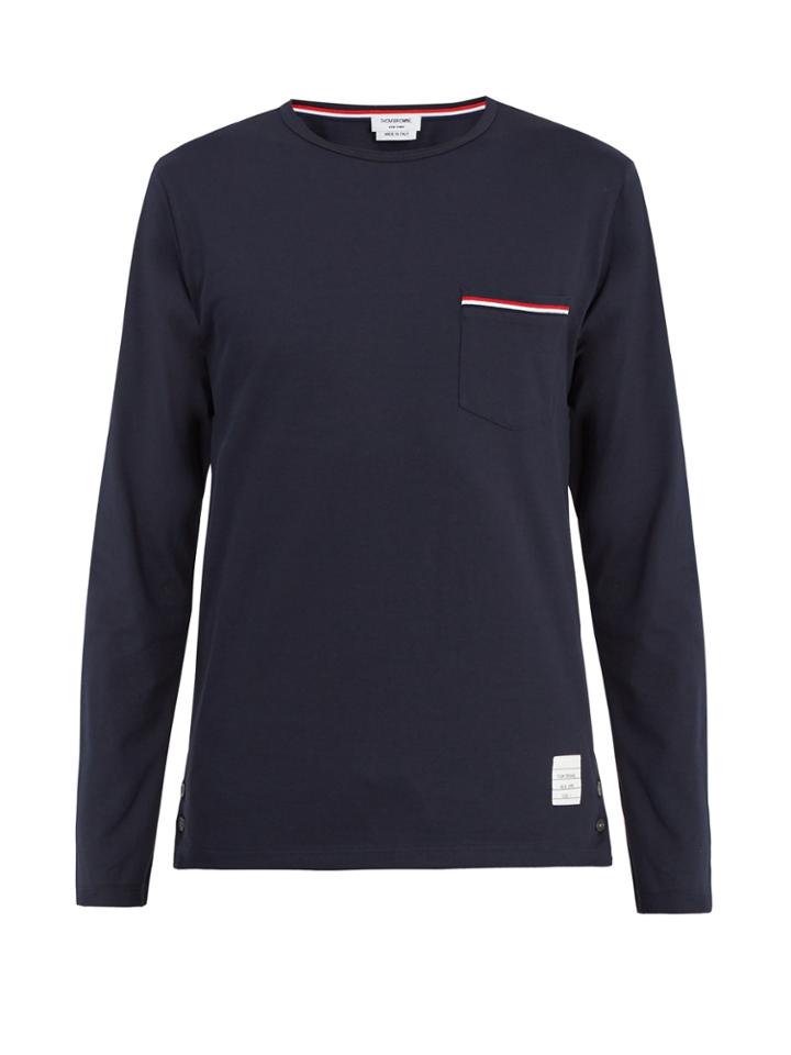 Thom Browne Patch-pocket Long-sleeve Cotton-jersey T-shirt