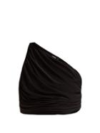 Matchesfashion.com Norma Kamali - Diana Ruched Asymmetric Crop Top - Womens - Black
