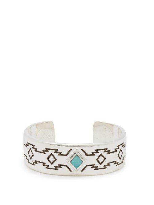 Matchesfashion.com Dineh - Tse Bit Ai Turquoise Embellished Silver Bracelet - Mens - Silver