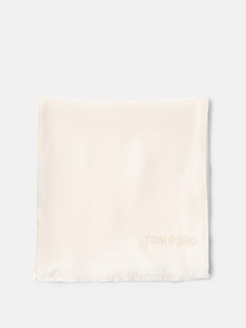 Tom Ford - Logo-embroidered Silk Scarf - Mens - White