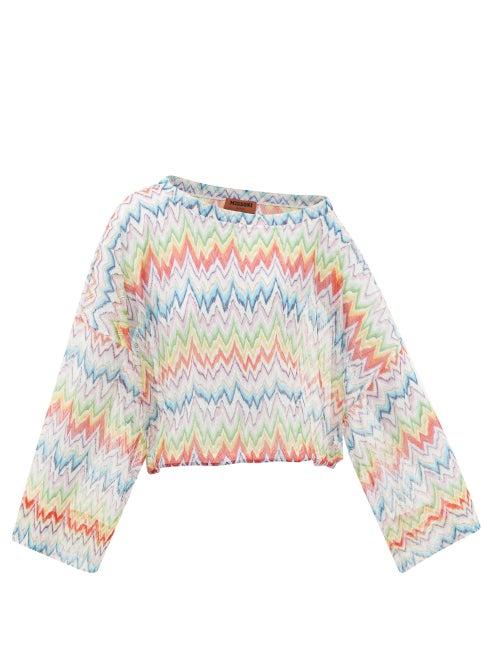 Missoni - Off-the-shoulder Zigzag-jacquard Mesh Top - Womens - Multi