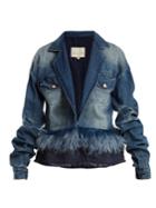 Johanna Ortiz Feather-embellished Denim Jacket