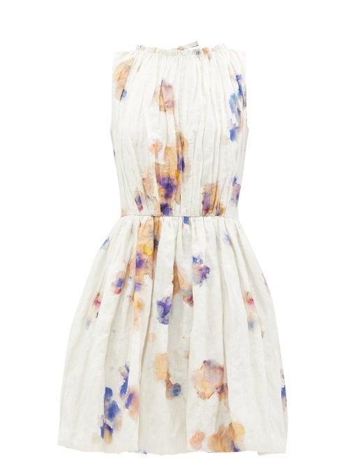 Jason Wu Collection - Floral-print Cotton-blend Challis Mini Dress - Womens - White Multi