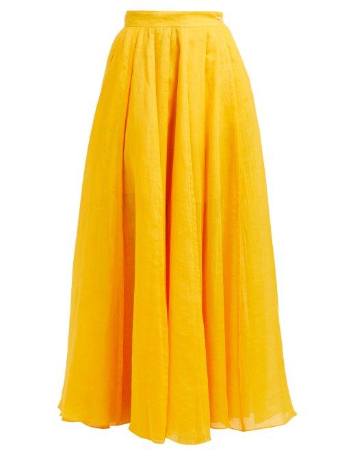 Matchesfashion.com Three Graces London - Arlene Ramie Skirt - Womens - Yellow