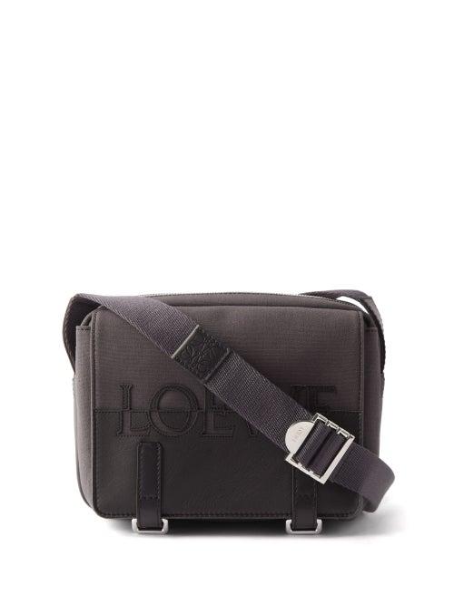 Loewe - Logo-appliqu Canvas And Leather Messenger Bag - Mens - Black