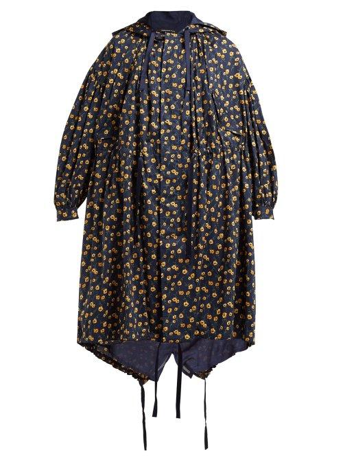 Matchesfashion.com Undercover - Floral Print Hooded Cotton Parka - Womens - Navy Multi