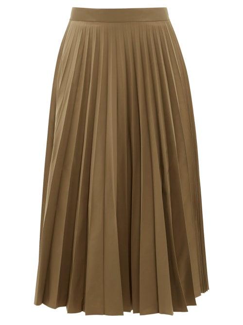 Matchesfashion.com Margaret Howell - Sunray Accordion Pleated Faille Midi Skirt - Womens - Khaki