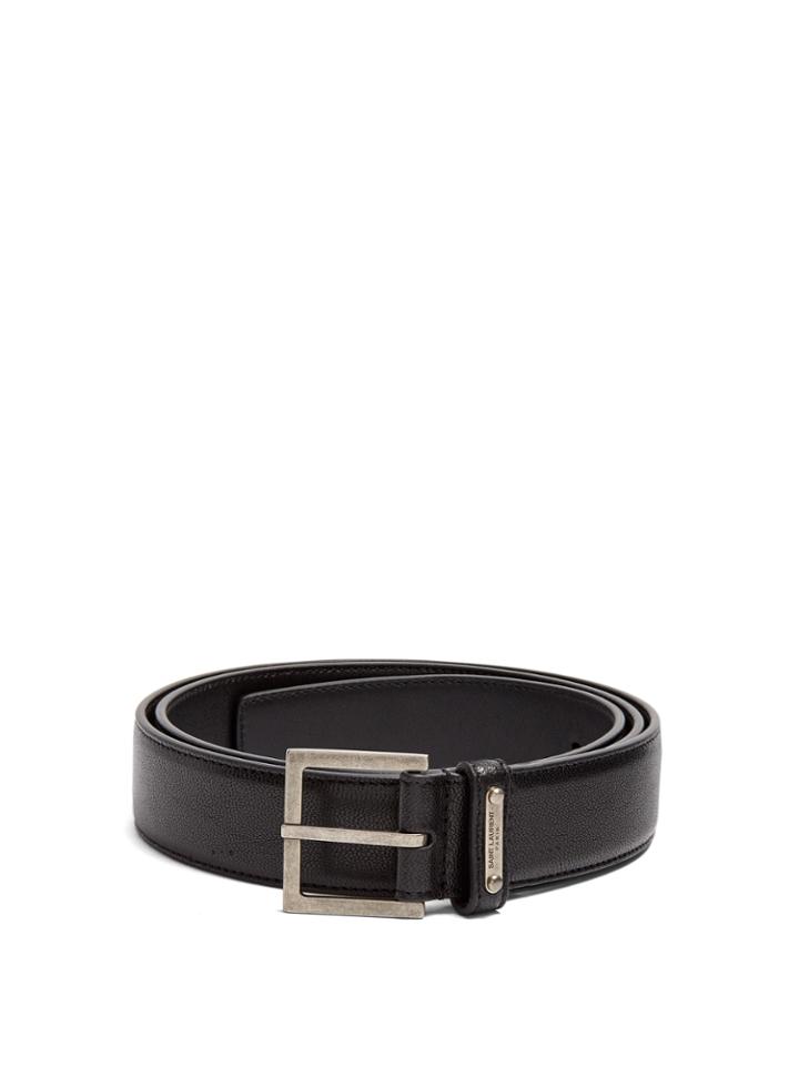 Saint Laurent Square-buckle Leather Belt