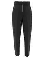 Matchesfashion.com Jil Sander - Zipped Cotton-twill Tapered-leg Trousers - Womens - Black
