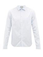 Matchesfashion.com Gucci - Striped Cotton-poplin College Shirt - Mens - Light Blue
