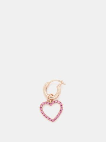 Roxanne First - Sapphire & 14kt Rose Gold Single Huggie Earring - Womens - Pink Multi