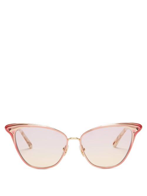 Matchesfashion.com Chlo - Felicy Cat-eye Metal Sunglasses - Womens - Rose Gold