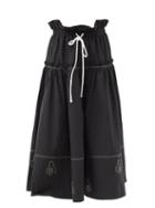 Matchesfashion.com Ssone - Nettie Embroidered Organic Cotton-blend Midi Skirt - Womens - Black