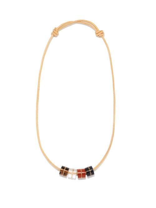 Dezso - Diamond, 18kt Rose-gold & Leather Necklace - Womens - Multi