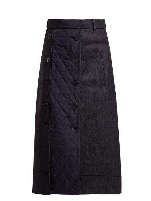 Matchesfashion.com Tibi - Trench Quilted Denim Skirt - Womens - Denim