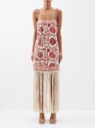 Zimmermann - Vitali Fringed Floral-print Voile Mini Dress - Womens - Red Ivory