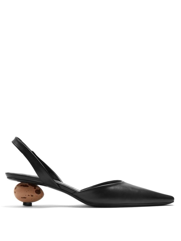 Loewe Egg-heel Point-toe Leather Slingback Pumps