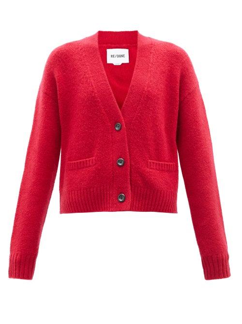 Re/done - Oversized Cropped Wool-blend Cardigan - Womens - Red