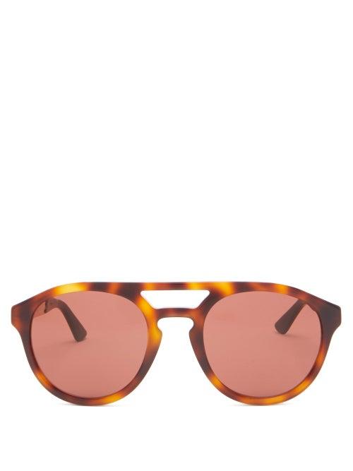Matchesfashion.com Gucci - Aviator Tortoiseshell-acetate And Metal Sunglasses - Mens - Brown