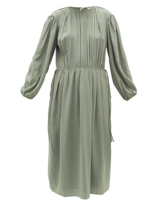 Matchesfashion.com Lemaire - Pleated Silk-georgette Midi Dress - Womens - Light Green