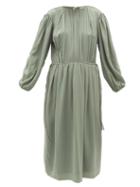 Matchesfashion.com Lemaire - Pleated Silk-georgette Midi Dress - Womens - Light Green