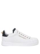 Matchesfashion.com Dolce & Gabbana - Logo-plaque & Faux-pearl Leather Trainers - Womens - White Black