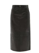 Frame - Le Midi High-rise Leather Midi Skirt - Womens - Black