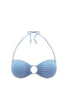 Matchesfashion.com Melissa Odabash - Evita Ring Mosaic-jacquard Bandeau Bikini Top - Womens - Blue Print