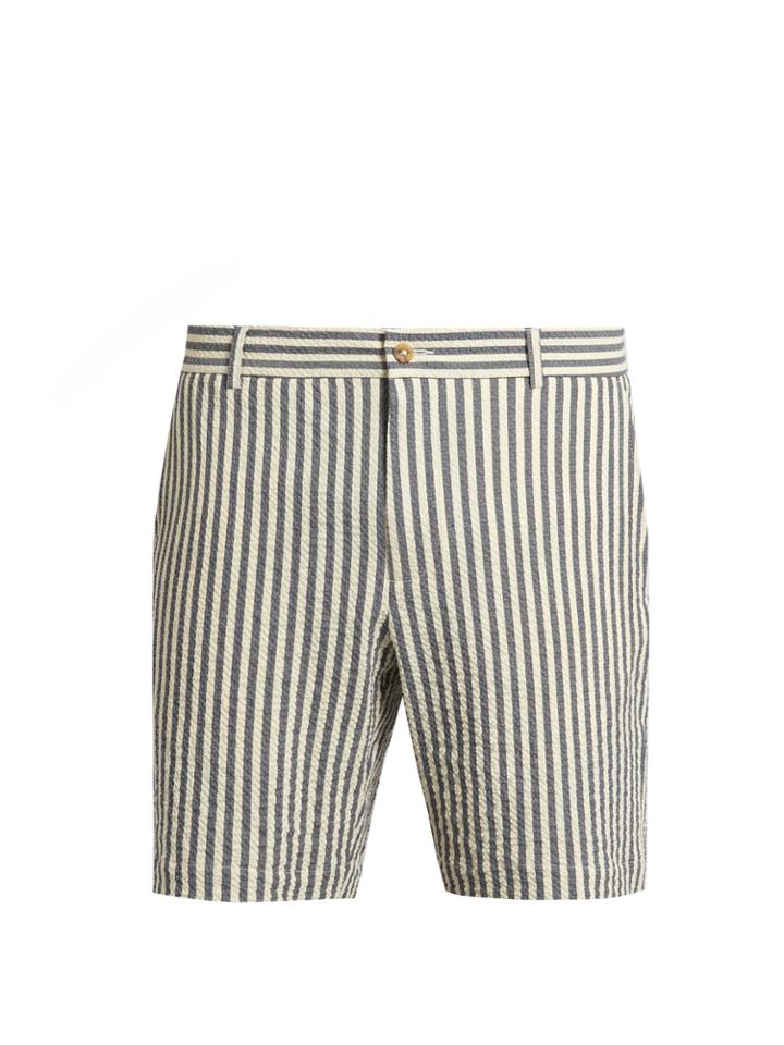 De Bonne Facture Striped Cotton-blend Seersucker Shorts