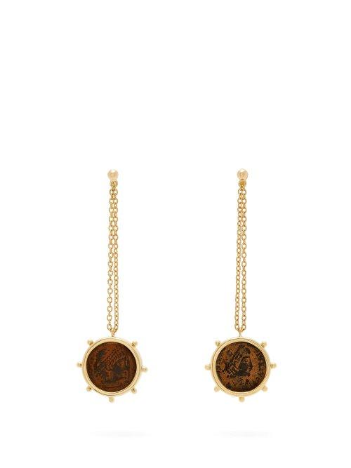 Matchesfashion.com Dubini - Constantine 18kt Gold Coin Earrings - Womens - Bronze
