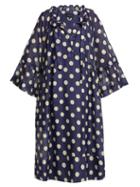 Matchesfashion.com Lee Mathews - Minnie Cotton And Silk Blend Dress - Womens - Navy Multi