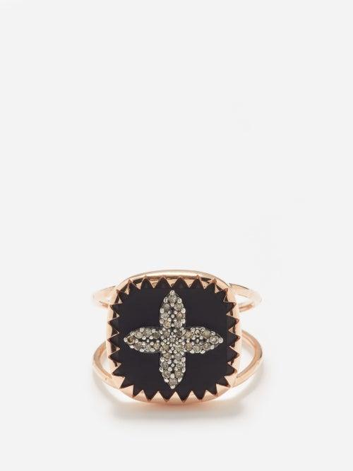 Pascale Monvoisin - Bowie No.2 Diamond & 9kt Rose Gold Ring - Womens - Black Gold