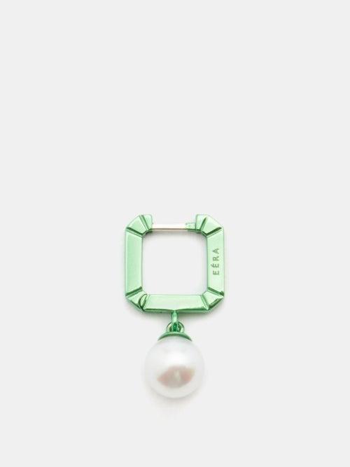 Era - Mini Link Pearl & 18kt Gold Single Earring - Womens - Green Multi