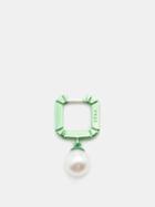Era - Mini Link Pearl & 18kt Gold Single Earring - Womens - Green Multi