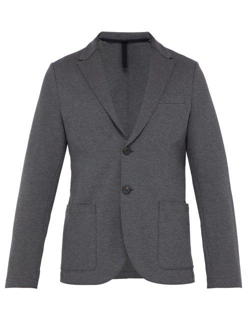 Matchesfashion.com Harris Wharf London - Single Breasted Cotton Blend Piqu Blazer - Mens - Dark Grey