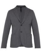 Matchesfashion.com Harris Wharf London - Single Breasted Cotton Blend Piqu Blazer - Mens - Dark Grey