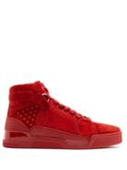 Matchesfashion.com Christian Louboutin - Loubikick Spike High Top Suede Trainers - Mens - Red