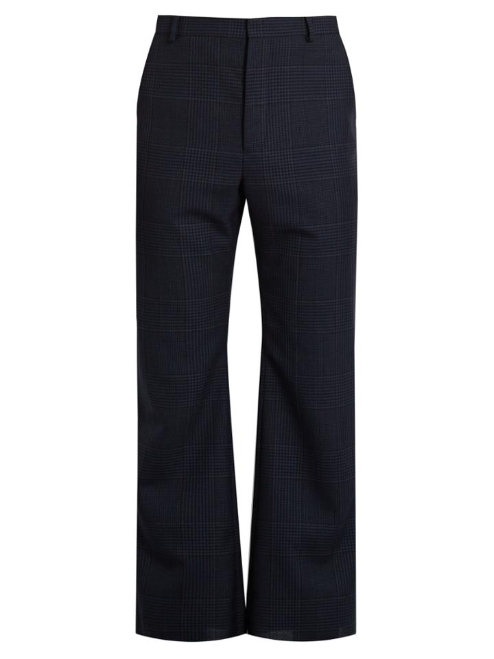 Balenciaga Checked Cropped Wool Trousers