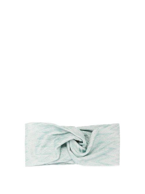 Matchesfashion.com Missoni - Zig Zag Knotted Headband - Womens - Blue