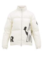 Matchesfashion.com Moncler - Friesian Logo Print Down Jacket - Mens - White