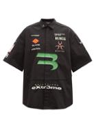Balenciaga - Gamer Embroidered Cotton-blend Poplin Shirt - Mens - Black