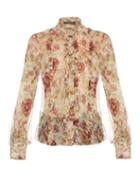 Alexander Mcqueen Medieval Floral Silk-georgette Blouse