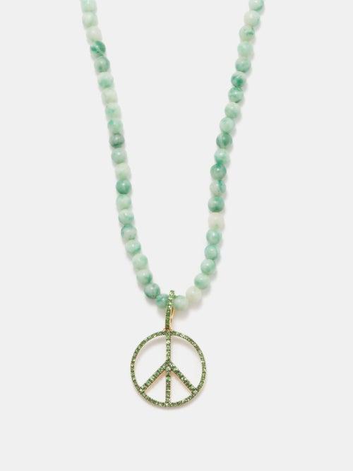 Rosa De La Cruz - Peace Jade, Garnet & Gold Beaded Necklace - Womens - Green Multi