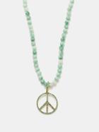 Rosa De La Cruz - Peace Jade, Garnet & Gold Beaded Necklace - Womens - Green Multi