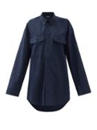 Matchesfashion.com Balenciaga - Oversized Cotton-poplin Shirt - Womens - Navy