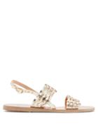 Matchesfashion.com Ancient Greek Sandals - Dinami Slingback Woven-leather Sandals - Womens - Gold