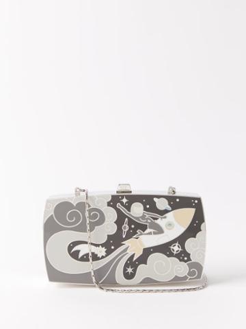 13bc - Goddess Of Dawn Enamelled Metal Clutch - Womens - Grey Multi