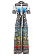 Matchesfashion.com Mary Mare - Como Stamp-print Cotton-blend Shirt Dress - Womens - Multi